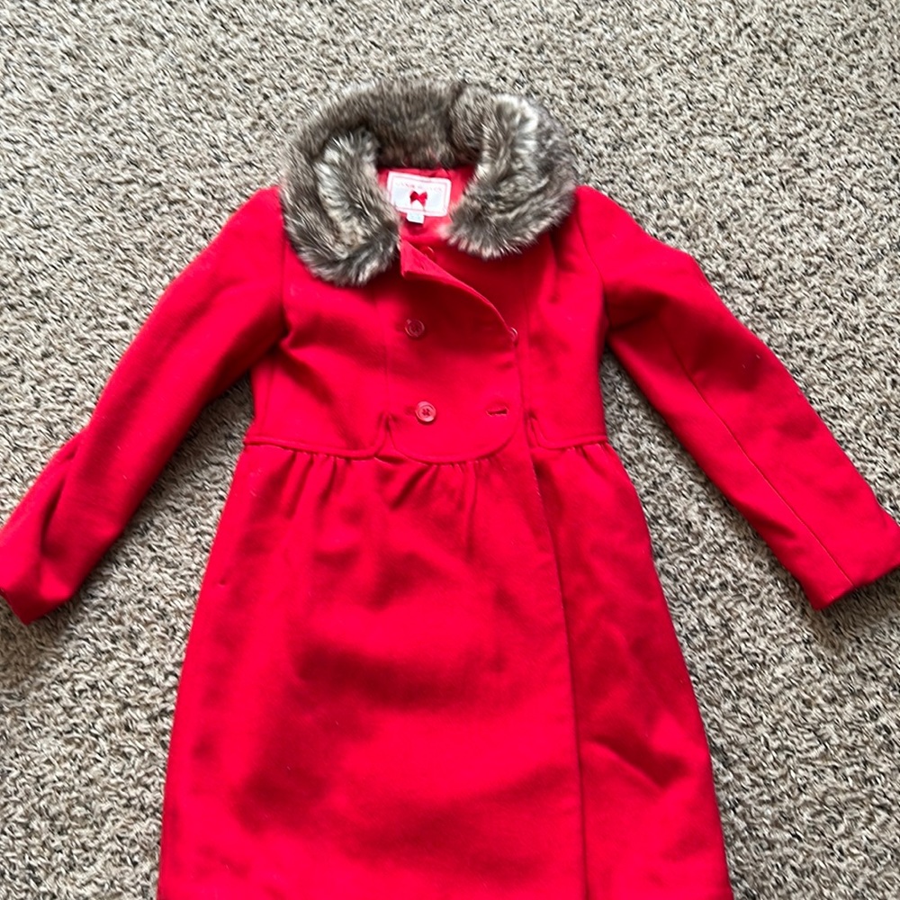 Janie and Jack wool coat with faux fur collar